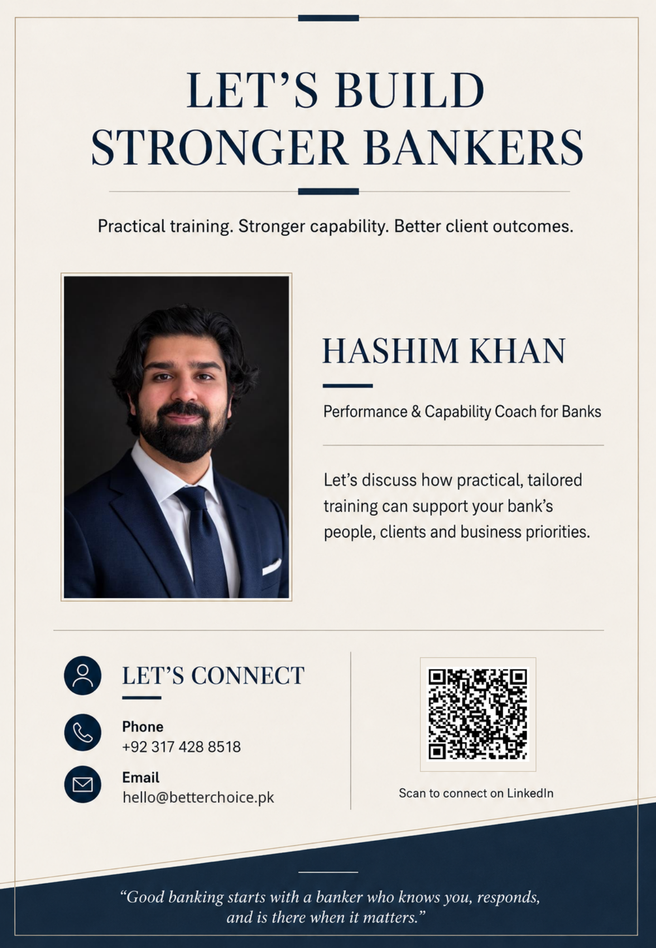 Contact page from the Hashim Khan training portfolio